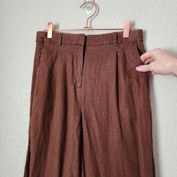 J.CREW Wide-leg Essential Pant In Linen resortwear pants in brown size 2 - Picture 10 of 10